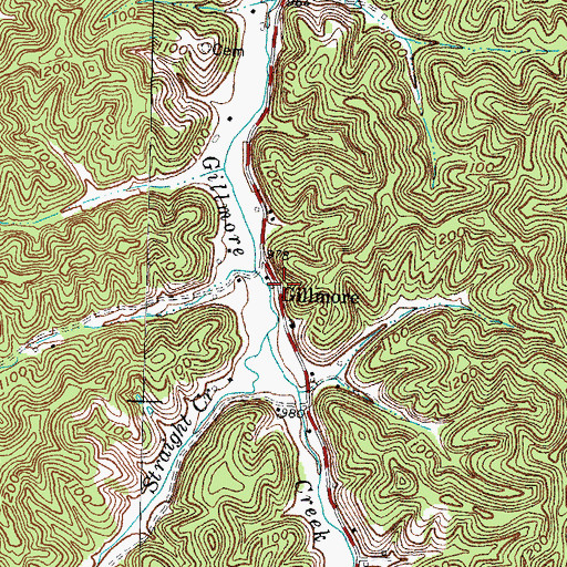 Topographic Map of Gillmore, KY
