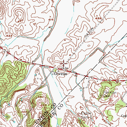 Topographic Map of Givens, KY