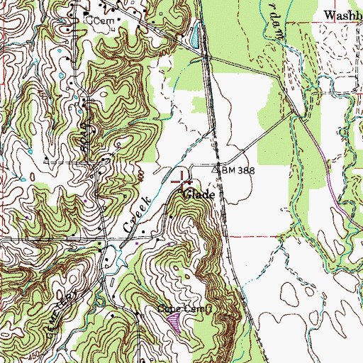 Topographic Map of Glade, KY