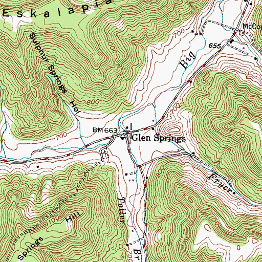 Topographic Map of Glen Springs, KY