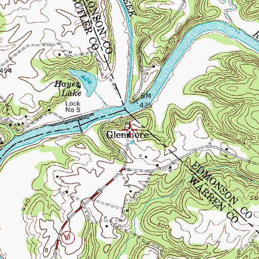 Topographic Map of Glenmore, KY