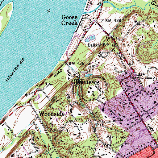 Topographic Map of Glenview, KY