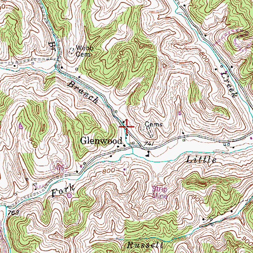 Topographic Map of Glenwood, KY