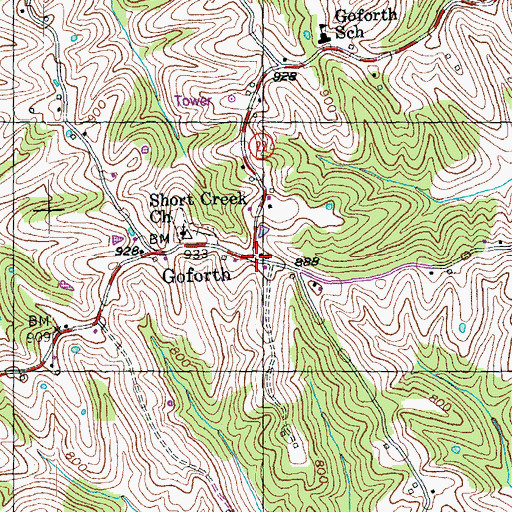 Topographic Map of Goforth, KY