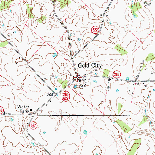Topographic Map of Gold City, KY