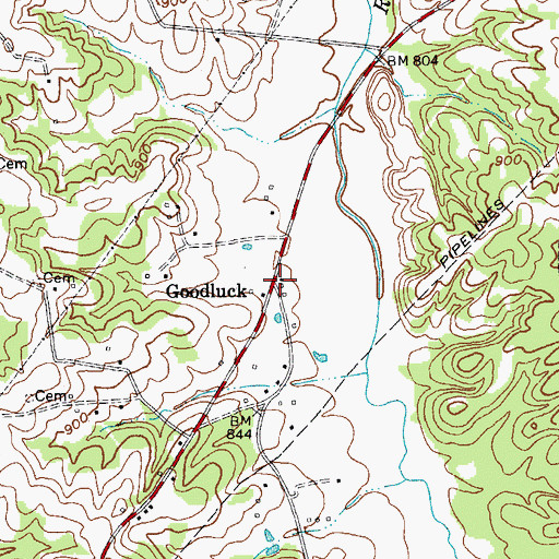 Topographic Map of Goodluck, KY