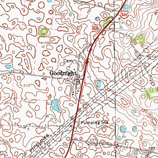 Topographic Map of Goodnight, KY
