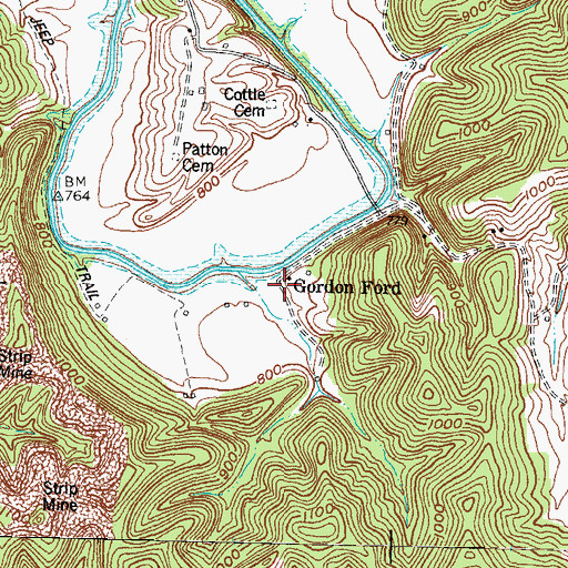 Topographic Map of Gordon Ford, KY