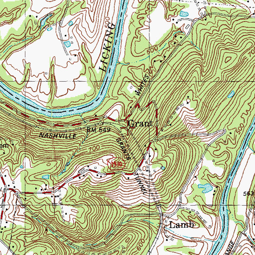 Topographic Map of Grant, KY