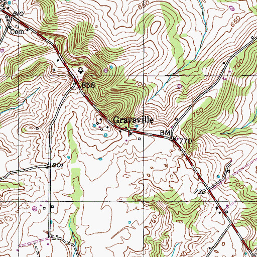 Topographic Map of Graysville, KY