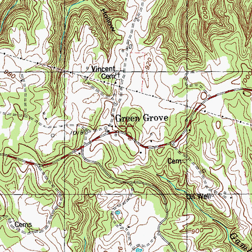 Topographic Map of Green Grove, KY
