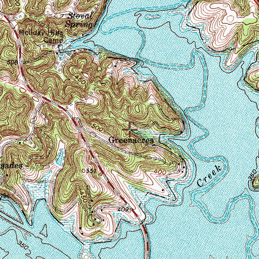 Topographic Map of Greenacres, KY