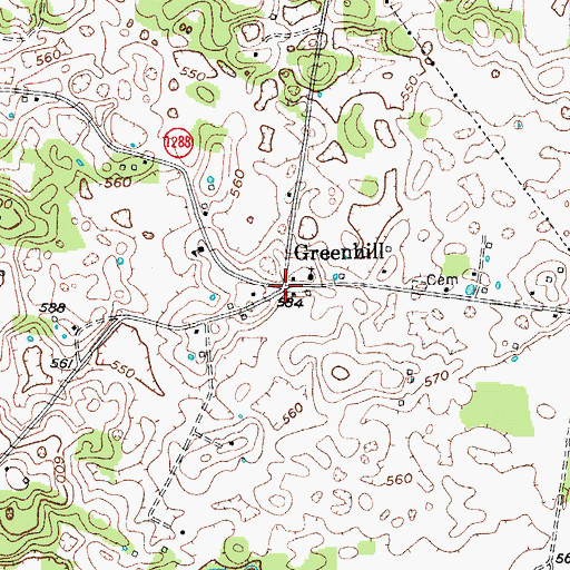 Topographic Map of Greenhill, KY