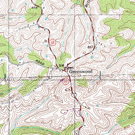 Topographic Map of Greenwood, KY