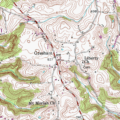 Topographic Map of Gresham, KY