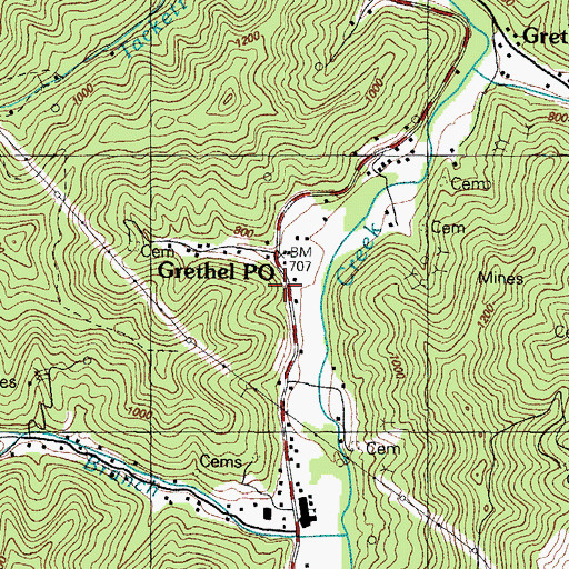 Topographic Map of Grethel Post Office, KY