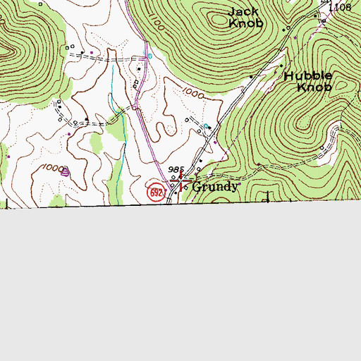 Topographic Map of Grundy, KY