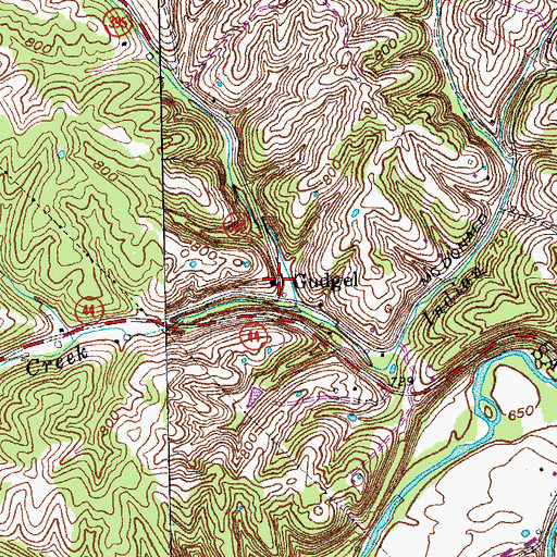 Topographic Map of Gudgel, KY