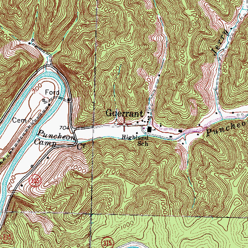 Topographic Map of Guerrant, KY