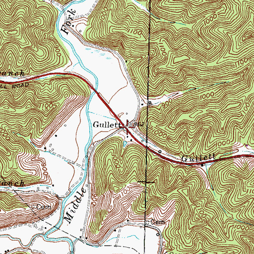 Topographic Map of Gullett, KY