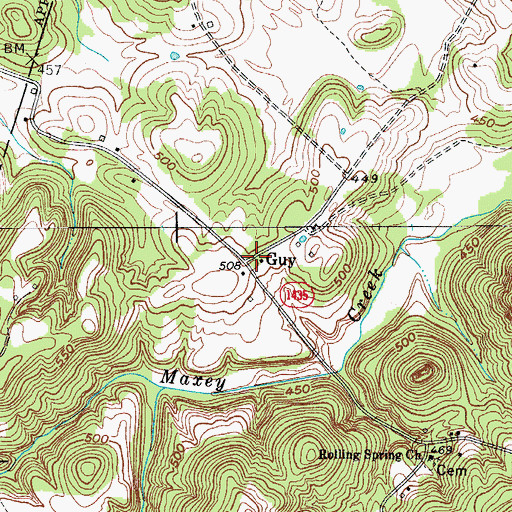Topographic Map of Guy, KY