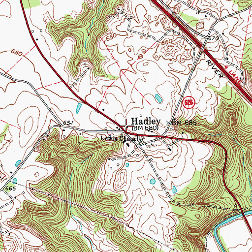 Topographic Map of Hadley, KY