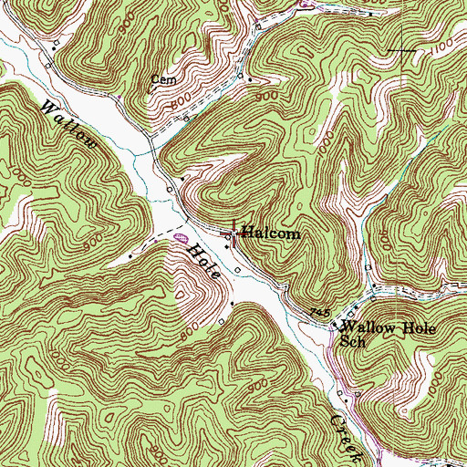 Topographic Map of Halcom, KY