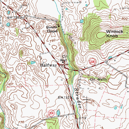 Topographic Map of Halfway, KY