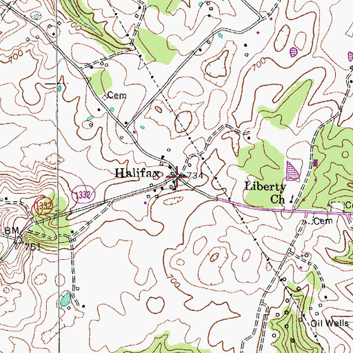 Topographic Map of Halifax, KY