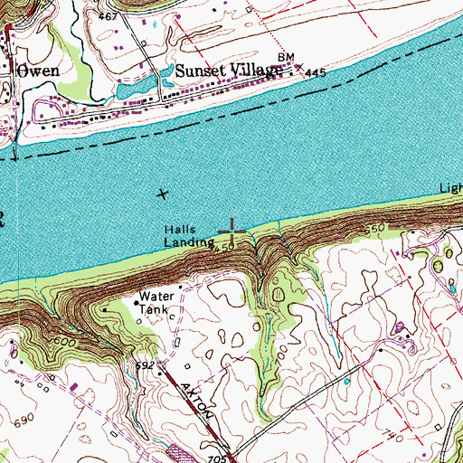 Topographic Map of Halls Landing, KY