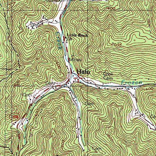 Topographic Map of Halo, KY