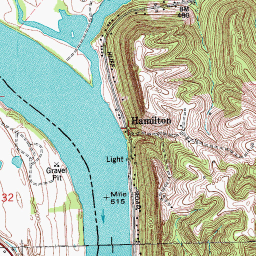 Topographic Map of Hamilton, KY