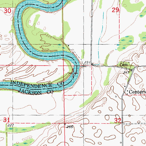 Topographic Map of Kenyon Lodge, AR