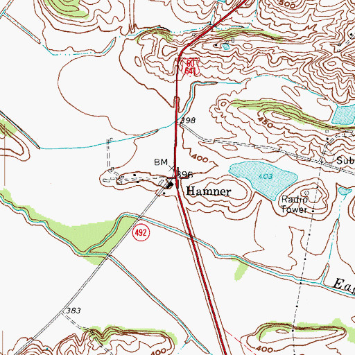 Topographic Map of Hamner, KY