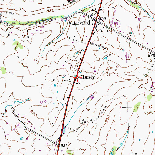 Topographic Map of Hanly, KY