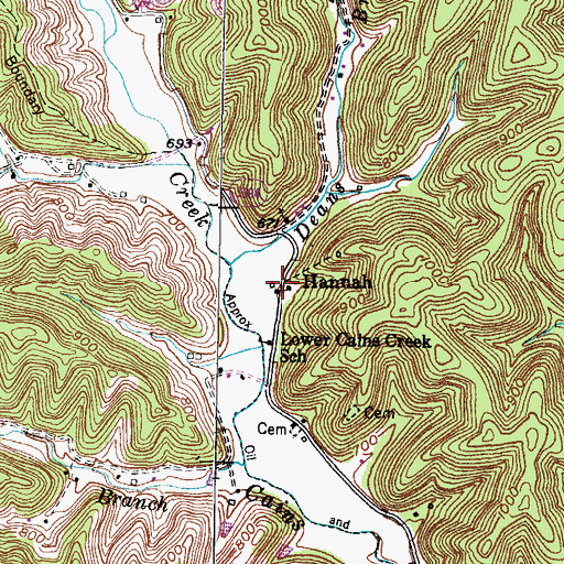 Topographic Map of Hannah, KY