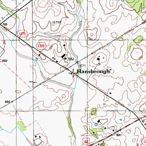 Topographic Map of Hansbrough, KY
