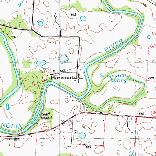 Topographic Map of Harcourt, KY