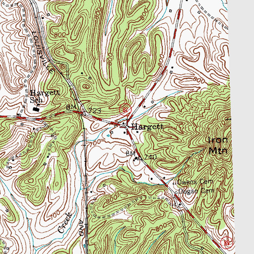 Topographic Map of Hargett, KY