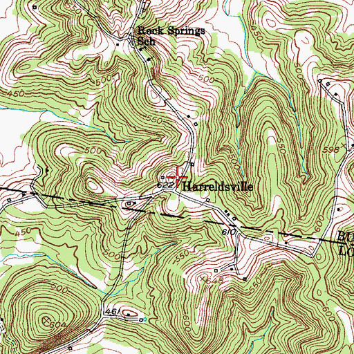 Topographic Map of Harreldsville, KY