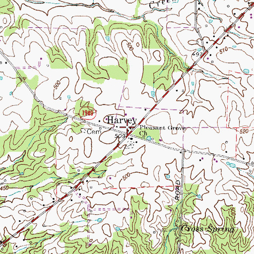 Topographic Map of Harvey, KY
