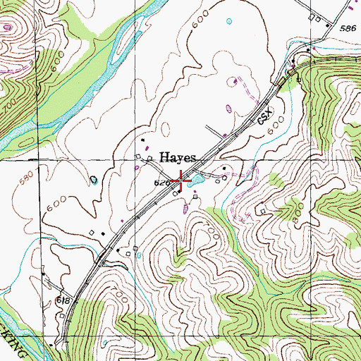 Topographic Map of Hayes, KY