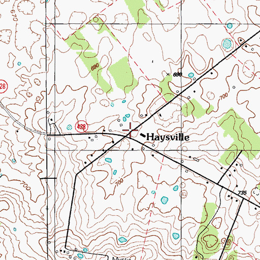 Topographic Map of Haysville, KY