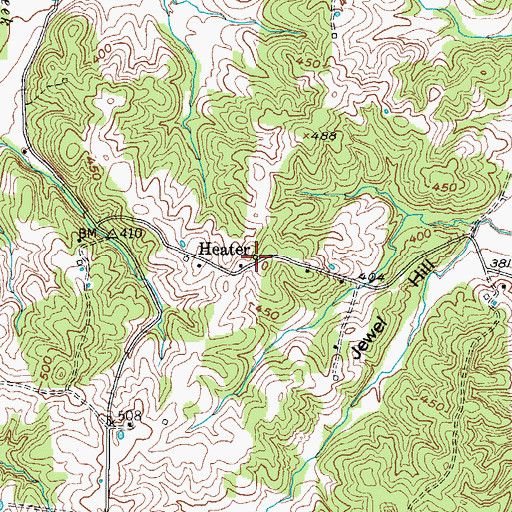 Topographic Map of Heater, KY