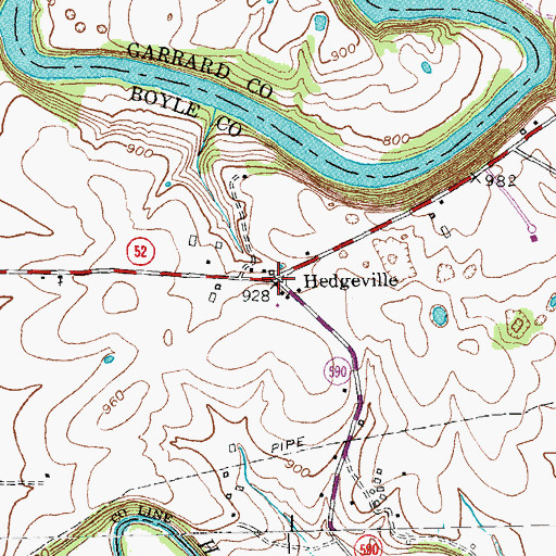 Topographic Map of Hedgeville, KY