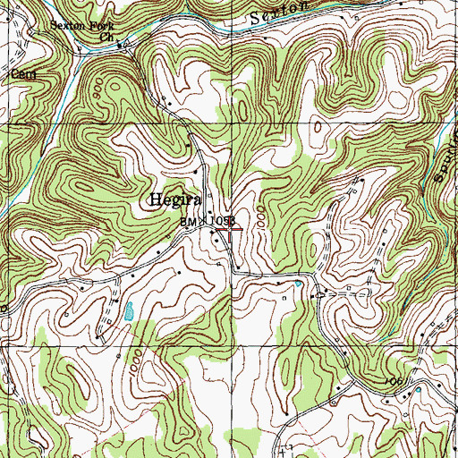 Topographic Map of Hegira, KY