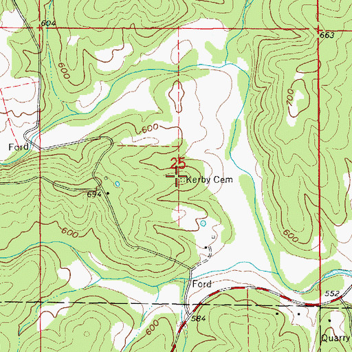Topographic Map of Kerby Cemetery, AR