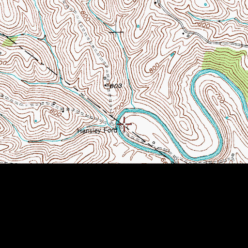 Topographic Map of Hensley Ford, KY