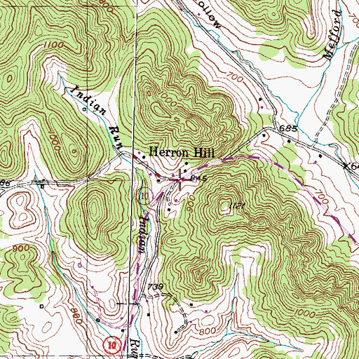 Topographic Map of Herron Hill, KY
