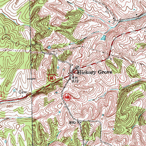 Topographic Map of Hickory Grove, KY